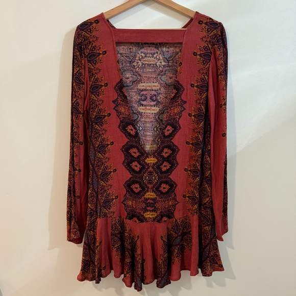 Free People Smooth Talker Tunic Dress In Mirrored Tile Print Small - Picture 5 of 6